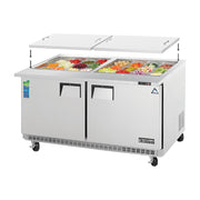 Everest 2 Solid Door Back Mount Stainless Steel Open Top Prep Table, 59 1/2" (Mega Top), 16 cu. ft.