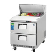 Everest 1 Section 2 Drawer Back Mount Stainless Steel Sandwich Prep Table, 27 1/2", 8 cu. ft.