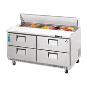 Everest 2 Section 4 Drawer Back Mount Stainless Steel Sandwich Prep Table, 47 1/2", 13 cu. ft.