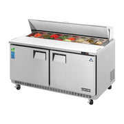 Everest 2 Solid Door Back Mount Stainless Steel Sandwich Prep Table, 59 1/2", 16 cu. ft.