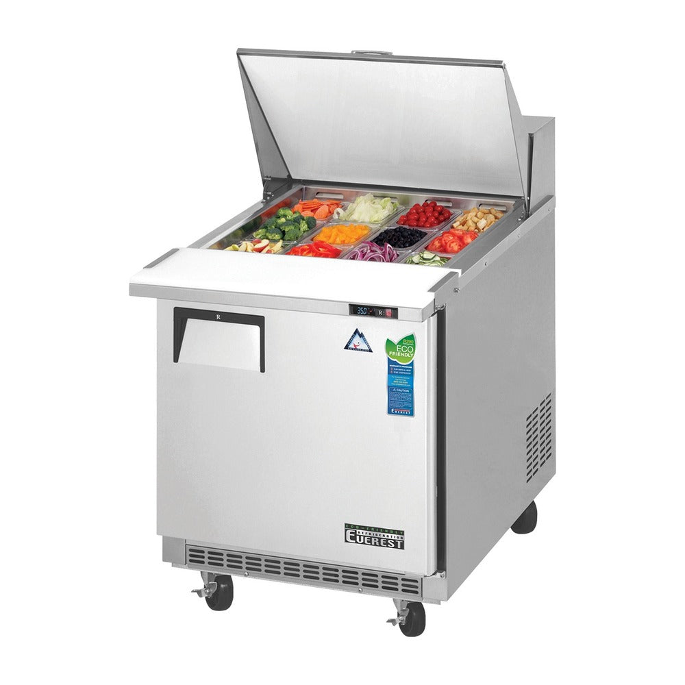 Everest 1 Solid Door Back Mount Stainless Steel Sandwich Prep Table, 27 1/2" (Mega Top), 8 cu. ft.