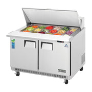 Everest 2 Solid Door Back Mount Stainless Steel Sandwich Prep Table, 47 1/2" (Mega Top), 13 cu. ft.