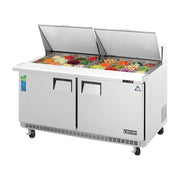 Everest 2 Solid Door Back Mount Stainless Steel Sandwich Prep Table, 59 1/2" (Mega Top), 16 cu. ft.