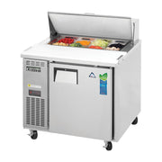 Everest 1 Solid Door Side Mount Stainless Steel Sandwich Prep Table, 35 1/2", 9 cu. ft.