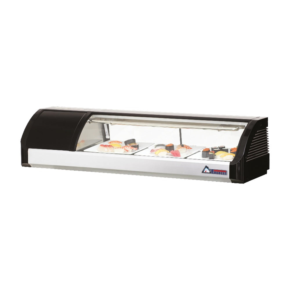 Everest 4ft Black Self Contained Countertop Refrigerated Display Case - Left Comp Mount, 1.5 cu. ft.