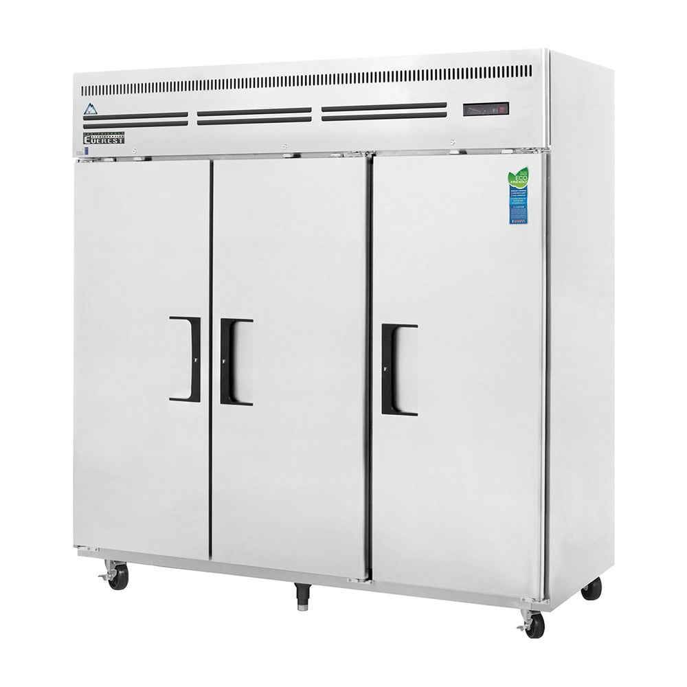Everest 3 Solid Door Top Mount Stainless Steel Reach-In Freezer, 75", 71 cu. ft.