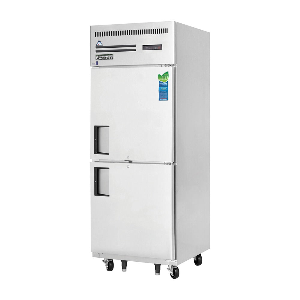 Everest 1 Section Half Solid Door Top Mount Stainless Steel Reach-In Refrigerator, 29 1/4", 23 cu. ft.