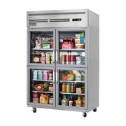 Everest 2 Section Half Glass Door Top Mount Stainless Steel Reach-In Refrigeraton, 49 3/4", 48 cu. ft.