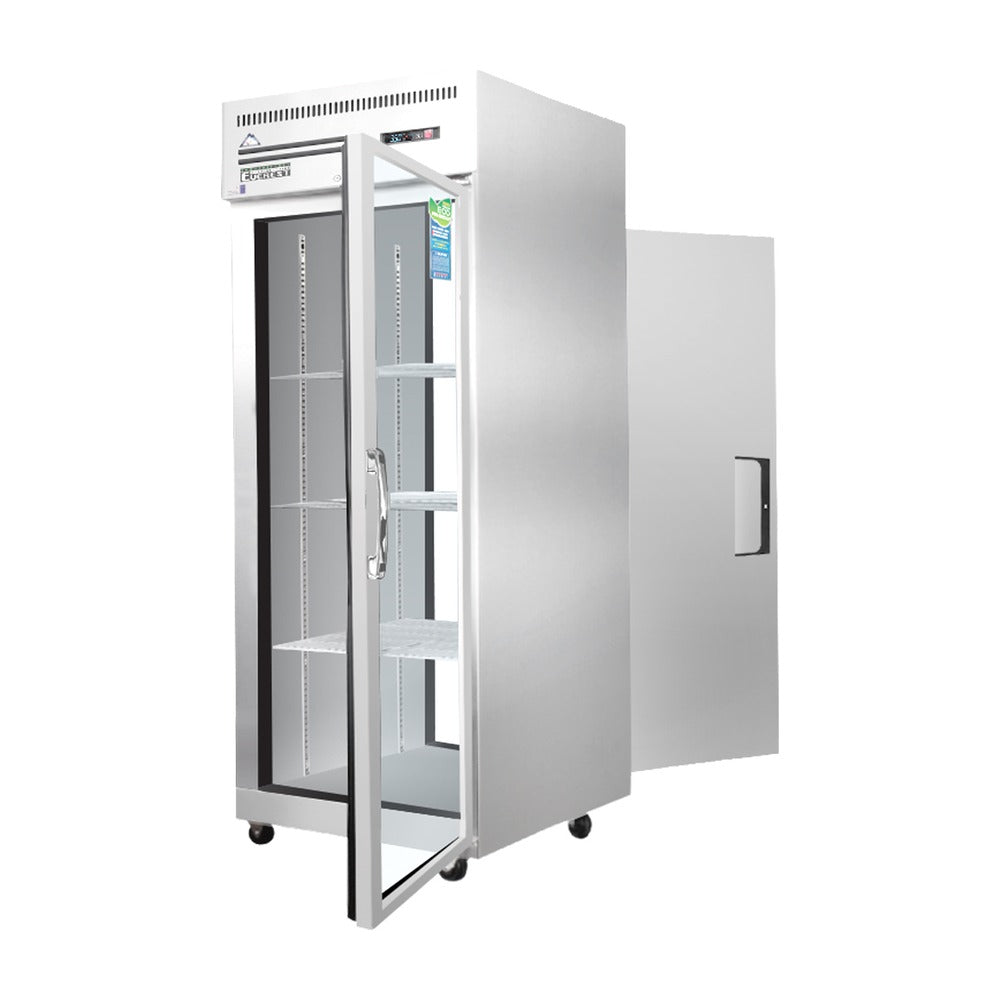Everest 1 Section - 1 Front Glass Door Top Mount Stainless Steel & 1 Rear Solid Door Pass-Thru Refrigerator, 29 1/4"