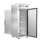 Everest 1 Section - 1 Front Solid Door Top Mount Stainless Steel & 1 Rear Solid Door Pass-Thru Refrigerator, 29 1/4"