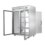 Everest 2 Section - 2 Front Glass Door Top Mount Stainless Steel & 2 Rear Solid Door Pass-Thru Refrigerator, 49 5/8"
