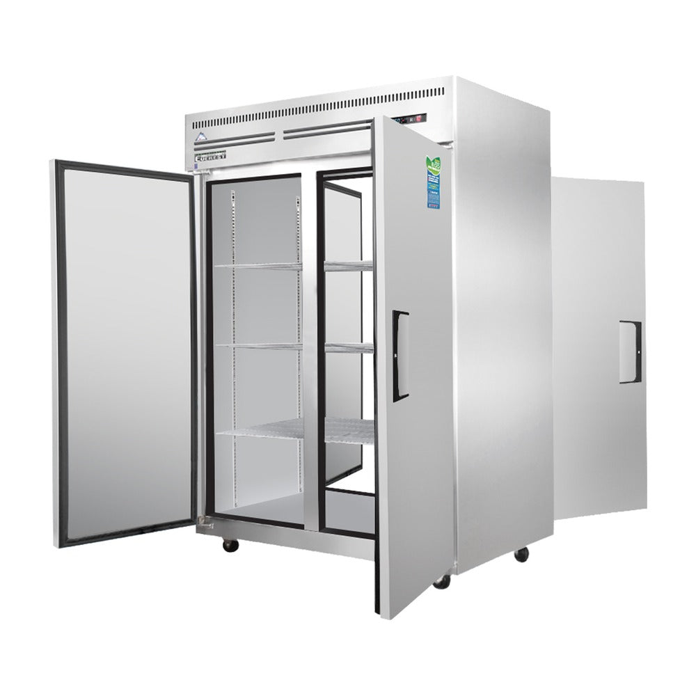 Everest 2 Section - 2 Front Solid Door Top Mount Stainless Steel & 2 Rear Solid Door Pass-Thru Refrigerator, 49 5/8"