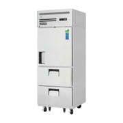 Everest 1 Section - 1 Half Solid Door Top Mount Stainless Steel Reach-In & 2 Drawer Refrigerator, 29 1/4", 23 cu. ft.