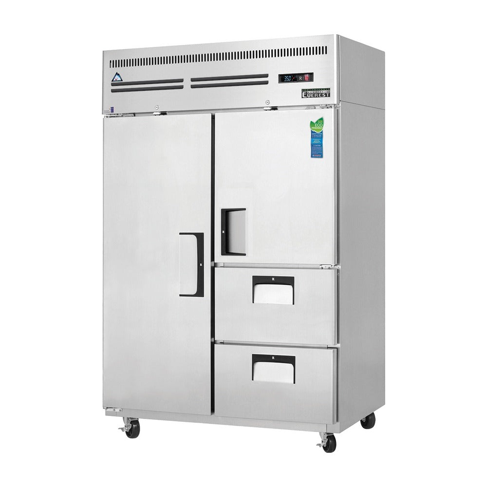 Everest 2 Section - 1 Full Dr (LFT Top Mount Stainless Steel Reach-In ), 1 Half Dr (RT; Top) & 2 Drawer (RT; Bottom) Refrigerator, 49 3/4", 48 cu. ft.