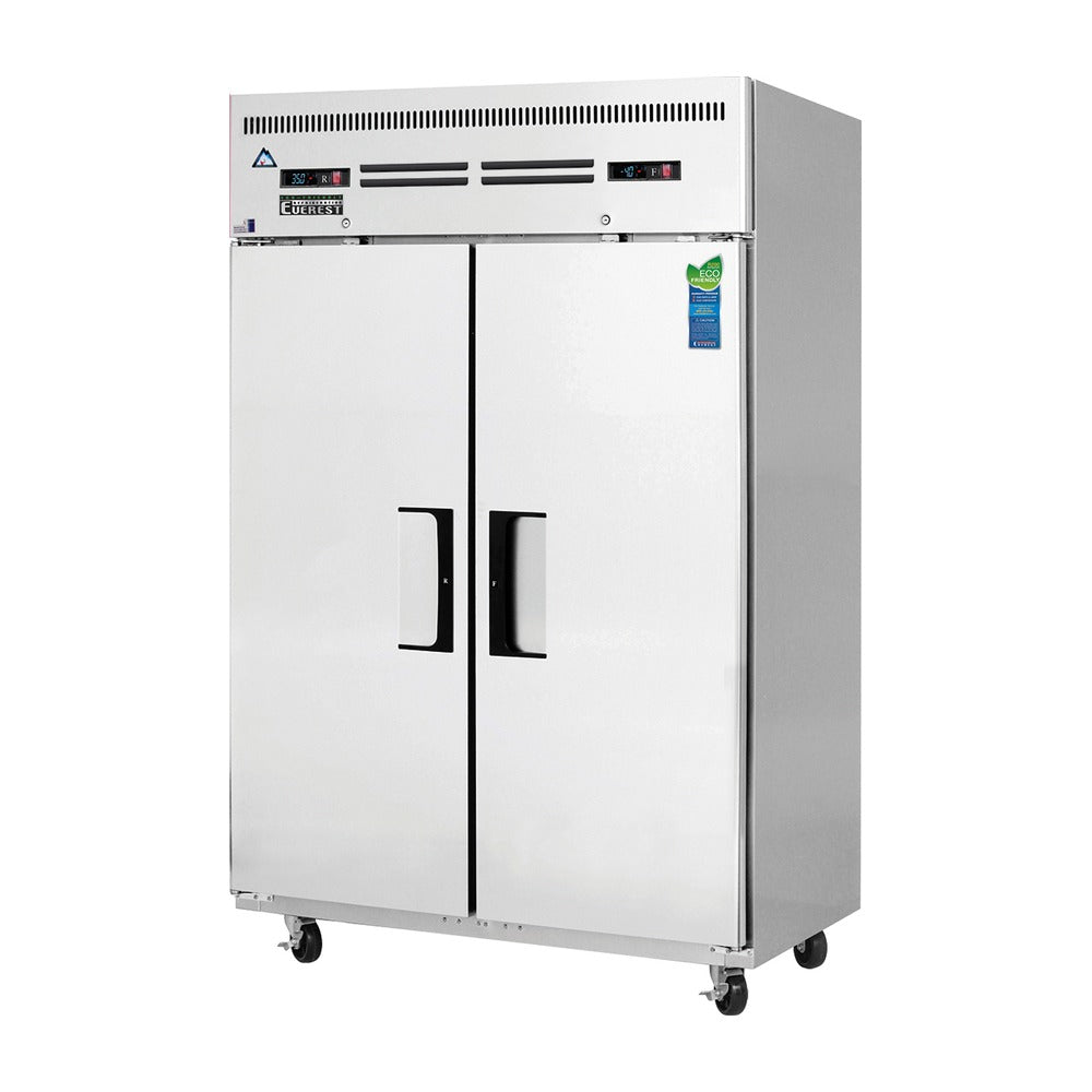 Everest 2 Solid Door Top Mount Stainless Steel Reach-In (1/2 Ref & 1/2 Fzr) Dual Temp, 49 3/4", 22 (R), 22 (F) cu. ft.