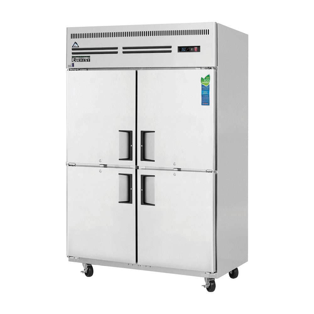 Everest 2 Section Half Solid Door Top Mount Stainless Steel Reach-In Refrigerator, 49 3/4", 48 cu. ft.