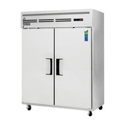 Everest 2 Wide Solid Door Top Mount Stainless Steel Reach-In Refrigerator, 59", 55 cu. ft.