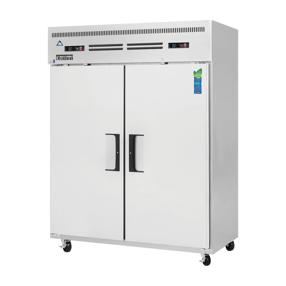 Everest 2 Wide Solid Door Top Mount Stainless Steel Reach-In (1/2 Ref & 1/2 Fzr) Dual Temp, 59", 26 (R), 26(F) cu. ft.