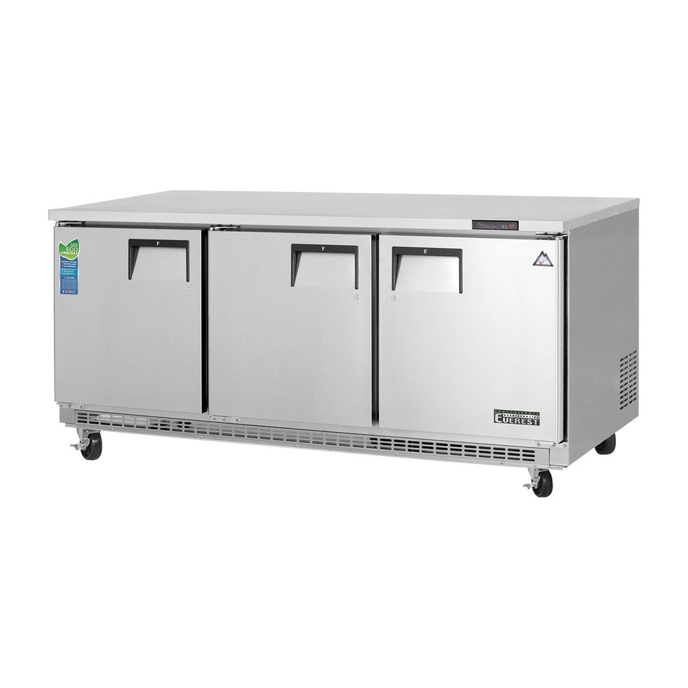 Everest 3 Solid Door Back Mount Stainless Steel Undercounter Refrigerator, 71 1/2", 22 cu. ft.