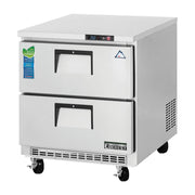 Everest 1 Section 2 Drawer Back Mount Stainless Steel Undercounter Refrigerator, 27 1/2", 7.5 cu. ft.