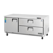 Everest 3 Section 1 Solid Door Back Mount Stainless Steel & 2 Drawer Combo Undercounter Refrigerator, 71 1/2", 22 cu. ft.