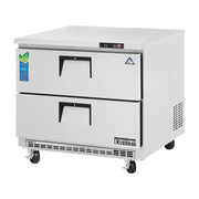 Everest 1 Section 2 Drawer Back Mount Stainless Steel Undercounter Refrigerator, 35 1/2", 10 cu. ft.