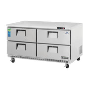 Everest 2 Section 4 Drawer Back Mount Stainless Steel Undercounter Refrigerator, 59 1/2", 18 cu. ft.
