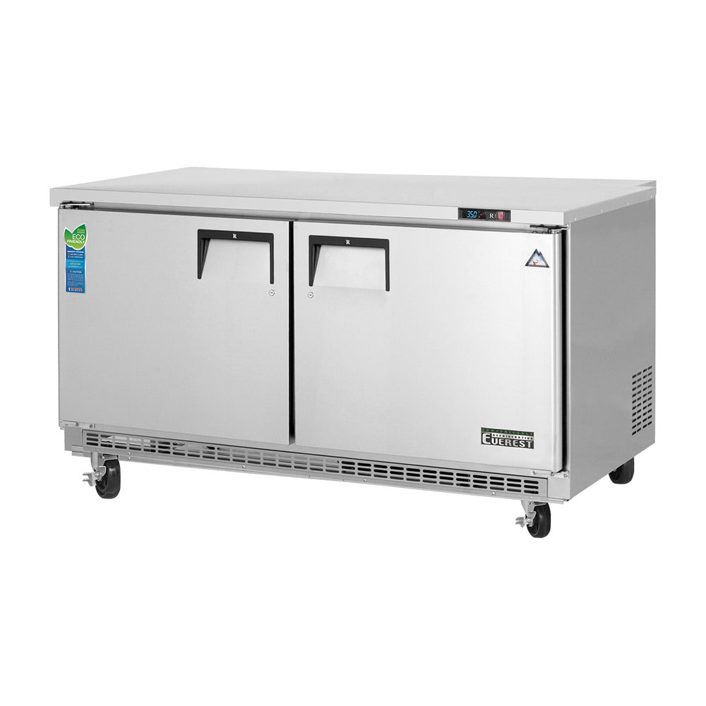 Everest 2 Solid Door Back Mount Stainless Steel Undercounter Refrigerator, 59 1/2", 18 cu. ft.