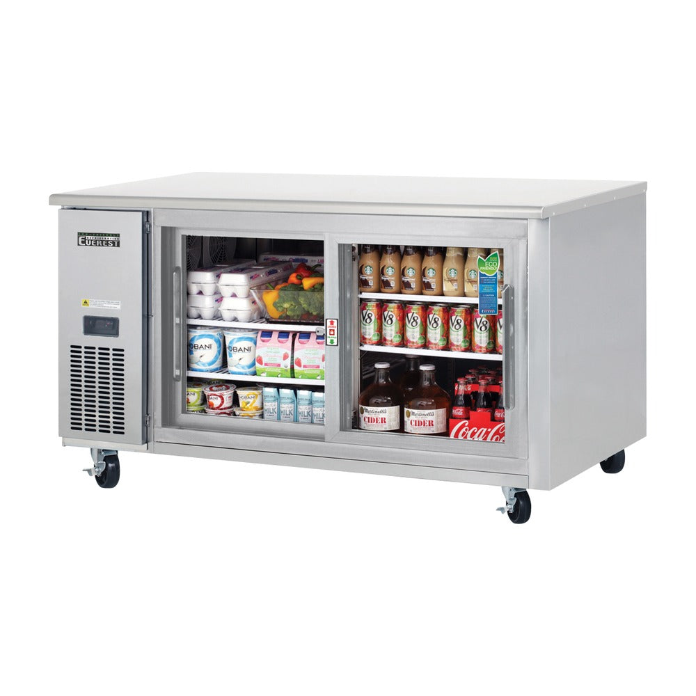 Everest 2 Glass Door Side Mount Stainless Steel Undercounter Refrigerator (Sliding), 59 1/2", 18 cu. ft.