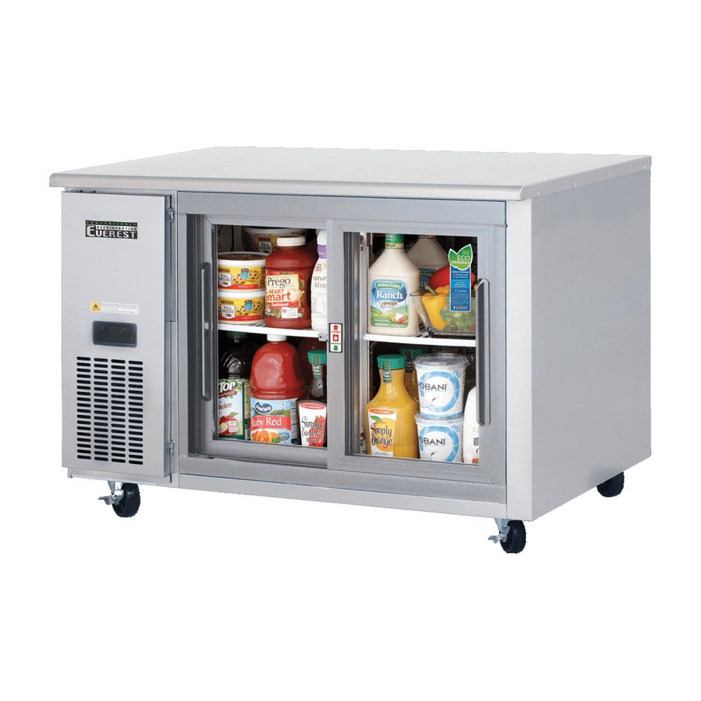 Everest 2 Glass Door Side Mount Stainless Steel Undercounter Refrigerator (Sliding), 47 1/2", 13 cu. ft.