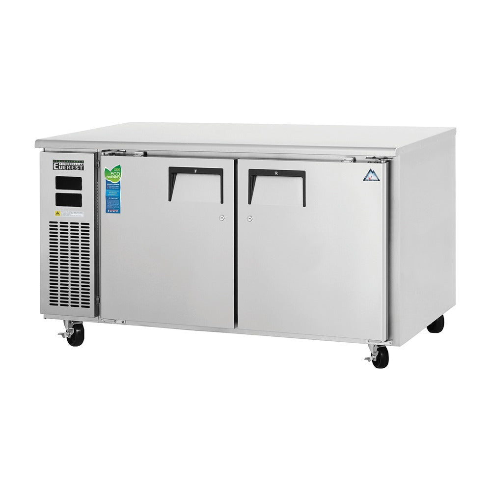Everest 2 Solid Door Side Mount Stainless Steel Undercounter Freezer, 59 1/2", 18 cu. ft.