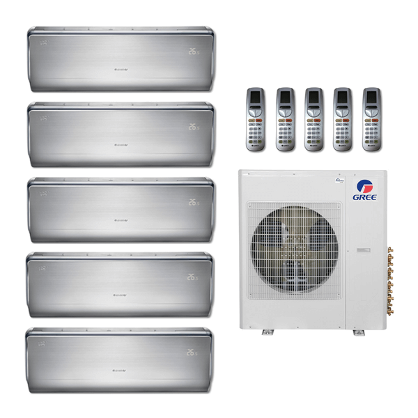 48,000 Btu 21 Seer Gree 5-Zone Ductless Mini Split System - 9K-9K-9K-9K-12K