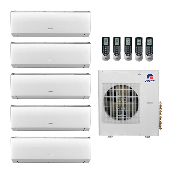 Gree 42,000 Btu 21 Seer 5-Zone Ductless Mini Split System - 9K-9K-9K-9K-9K