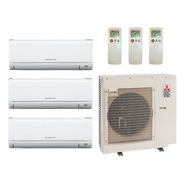 Mitsubishi 24,000 Btu 20 SEER2 3-Zone Ductless Mini Split Heat Pump System - 6-9-9