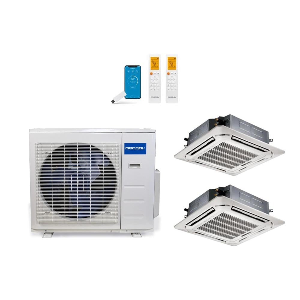 MRCOOL 18,000 Btu 25.1 SEER2 Olympus 4th Gen 2-Zone Ductless Mini Split System with 1-Way Ceiling Cassette - 9K-12K (Not DIY)