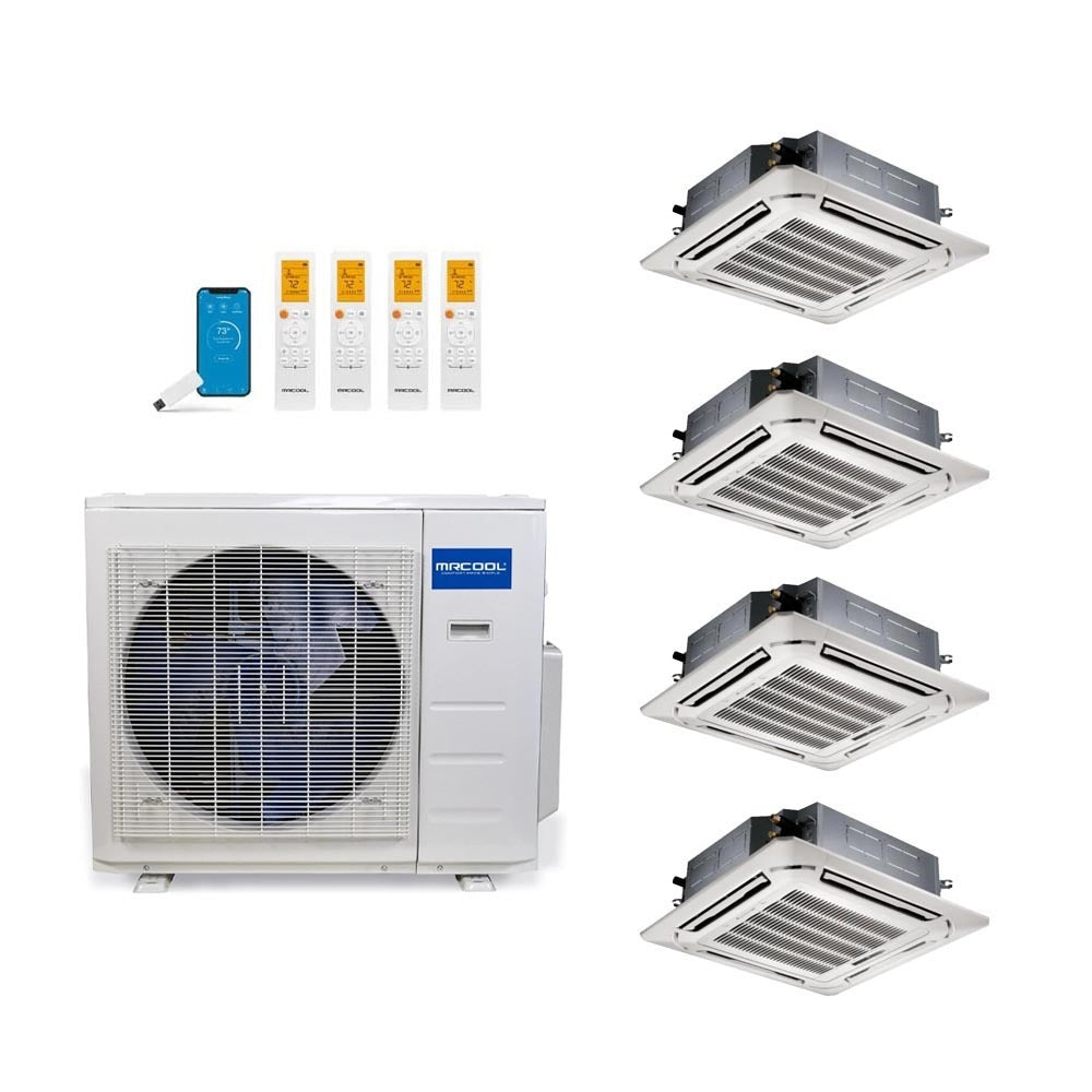 MRCOOL 36,000 Btu 24 SEER2 Olympus 4th Gen 4-Zone Ductless Mini Split System with 1-Way Ceiling Cassette - 9K-9K-12K-18K (Not DIY)