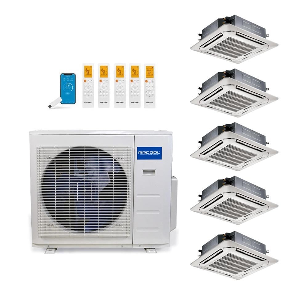 MRCOOL 36,000 Btu 24 SEER2 Olympus 4th Gen 5-Zone Ductless Mini Split System with 1-Way Ceiling Cassette - 9K-9K-9K-9K-12K (Not DIY)