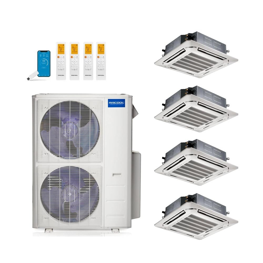 MRCOOL 48,000 Btu 24 SEER2 Olympus 4th Gen 4-Zone Ductless Mini Split System with 1-Way Ceiling Cassette - 9K-12K-12K-18K (Not DIY)