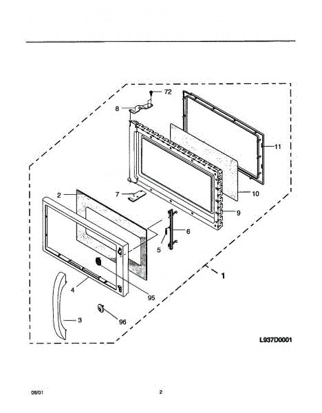 Frigidaire Microwave Screen`door `glass `white 5304423434