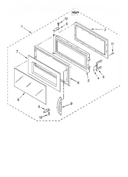 Whirlpool Microwave Glass, Door (black Model) 4358942