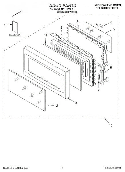 Whirlpool Microwave Front Screen 8185136