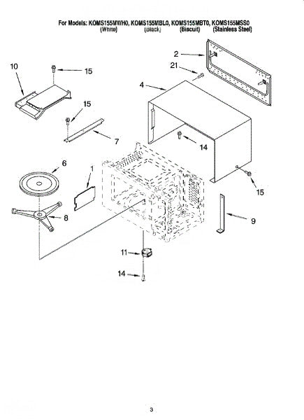 Whirlpool Microwave Outer Case (biscuit) 8185432