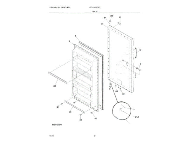 Frigidaire Freezer Panel-Inner Door,frzr 216527615