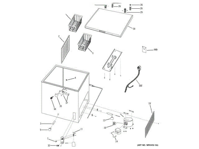 GE Freezer Cover-Hinge Low WR02X11341