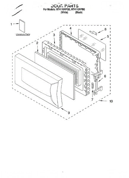 Whirlpool Microwave Door Frame Assembly (white) 8204881