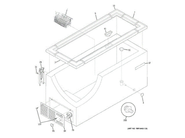 GE Freezer Panel-Access,white WR01X10398