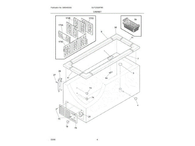 Frigidaire Freezer Breaker-Hinge Side 216955517