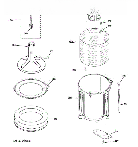 GE Bag Tub Overflow WH41X10106