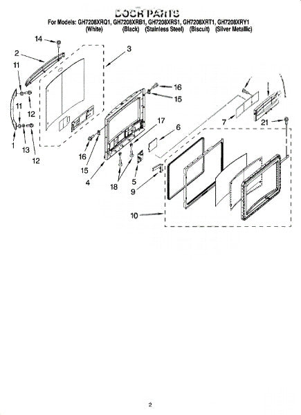 Whirlpool Microwave Door Glass W10115584