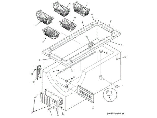 GE Freezer Support Divider WR02X12325